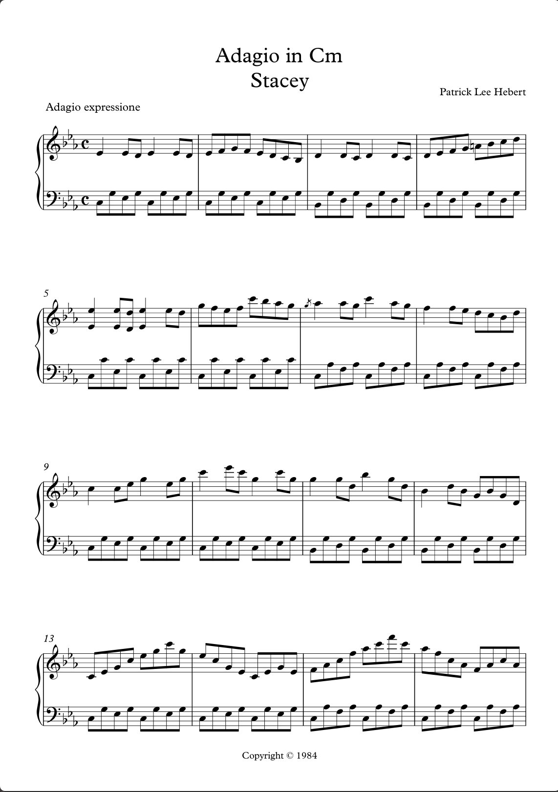 Preview of Stacey - Adagio in C minor